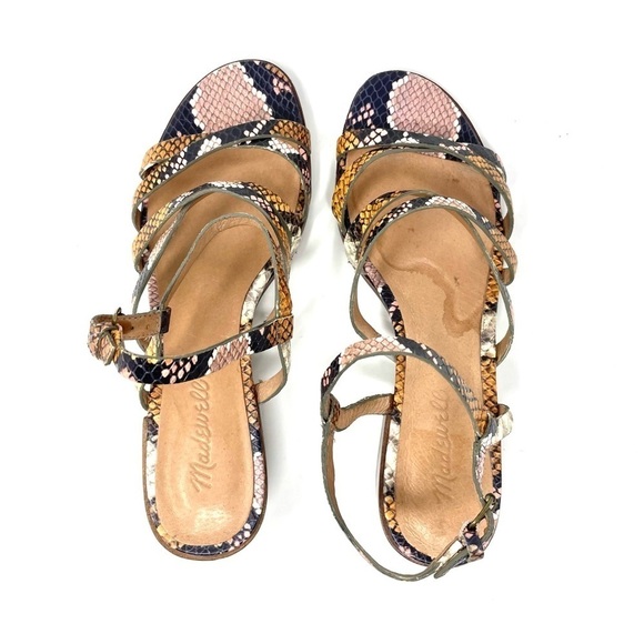 Madewell Lori Snake Embossed Leather Sandals Size 7 - Picture 7 of 12